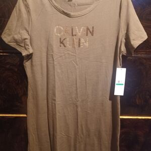 Calvin Klein Olive T-Shirt Dress Size Large. (A)